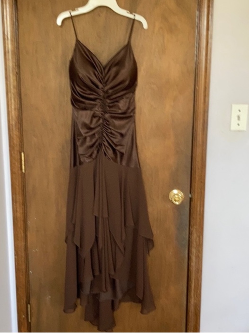 Betsy & Adam by Linda Bernell brown gown size 4
